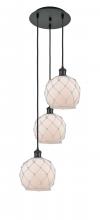 Innovations Lighting 113B-3P-BK-G121-8RW - Farmhouse Rope - 3 Light - 15 inch - Matte Black - Cord Hung - Multi Pendant