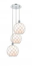 Innovations Lighting 113B-3P-PC-G121-10RW - Farmhouse Rope - 3 Light - 17 inch - Polished Chrome - Cord Hung - Multi Pendant
