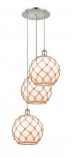 Innovations Lighting 113B-3P-PN-G121-10RB - Farmhouse Rope - 3 Light - 17 inch - Polished Nickel - Cord Hung - Multi Pendant