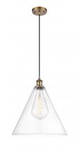 Innovations Lighting 516-1P-BB-GBC-162 - Berkshire - 1 Light - 16 inch - Brushed Brass - Cord hung - Pendant