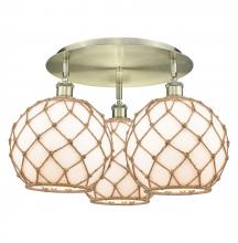 Innovations Lighting 516-3C-AB-G121-10RB - Farmhouse Rope - 3 Light - 22 inch - Antique Brass - Flush Mount