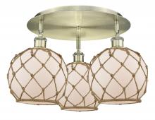 Innovations Lighting 516-3C-AB-G121-8RB - Farmhouse Rope - 3 Light - 20 inch - Antique Brass - Flush Mount