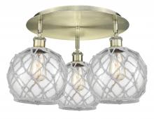 Innovations Lighting 516-3C-AB-G122-8RW - Farmhouse Rope - 3 Light - 20 inch - Antique Brass - Flush Mount