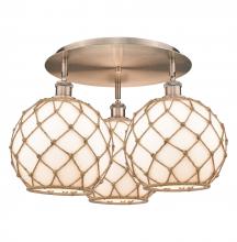 Innovations Lighting 516-3C-AC-G121-10RB - Farmhouse Rope - 3 Light - 22 inch - Antique Copper - Flush Mount