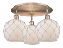 Innovations Lighting 516-3C-AC-G121-8RW - Farmhouse Rope - 3 Light - 20 inch - Antique Copper - Flush Mount