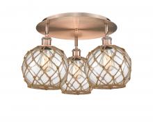 Innovations Lighting 516-3C-AC-G122-8RB - Farmhouse Rope - 3 Light - 20 inch - Antique Copper - Flush Mount