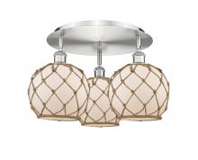 Innovations Lighting 516-3C-SN-G121-8RB - Farmhouse Rope - 3 Light - 20 inch - Satin Nickel - Flush Mount