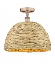 Innovations Lighting 616-1F-AC-RBD-16-NAT - Woven Rattan - 1 Light - 16 inch - Antique Copper - Semi-Flush Mount
