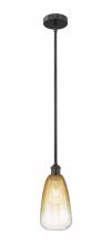 Innovations Lighting 616-1S-BK-G480-6AM - Brookhaven Almond - 1 Light - 6 inch - Matte Black - Stem hung - Mini Pendant