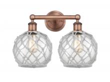 Innovations Lighting 616-2W-AC-G122-8RW - Farmhouse Rope - 2 Light - 17 inch - Antique Copper - Bath Vanity Light
