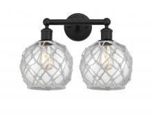 Innovations Lighting 616-2W-BK-G122-8RW - Farmhouse Rope - 2 Light - 17 inch - Matte Black - Bath Vanity Light