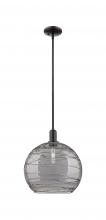 Innovations Lighting 716-1S-BK-G1213-14SM - Athens Deco Swirl - 1 Light - 14 inch - Matte Black - Stem hung - Mini Pendant