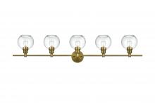 Elegant LD2326SG - Collier 5 Light Satin Gold and Clear Glass Wall Sconce