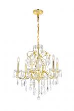 Elegant V2015D24G/RC - St. Francis 6 Light Gold Chandelier Clear Royal Cut Crystal